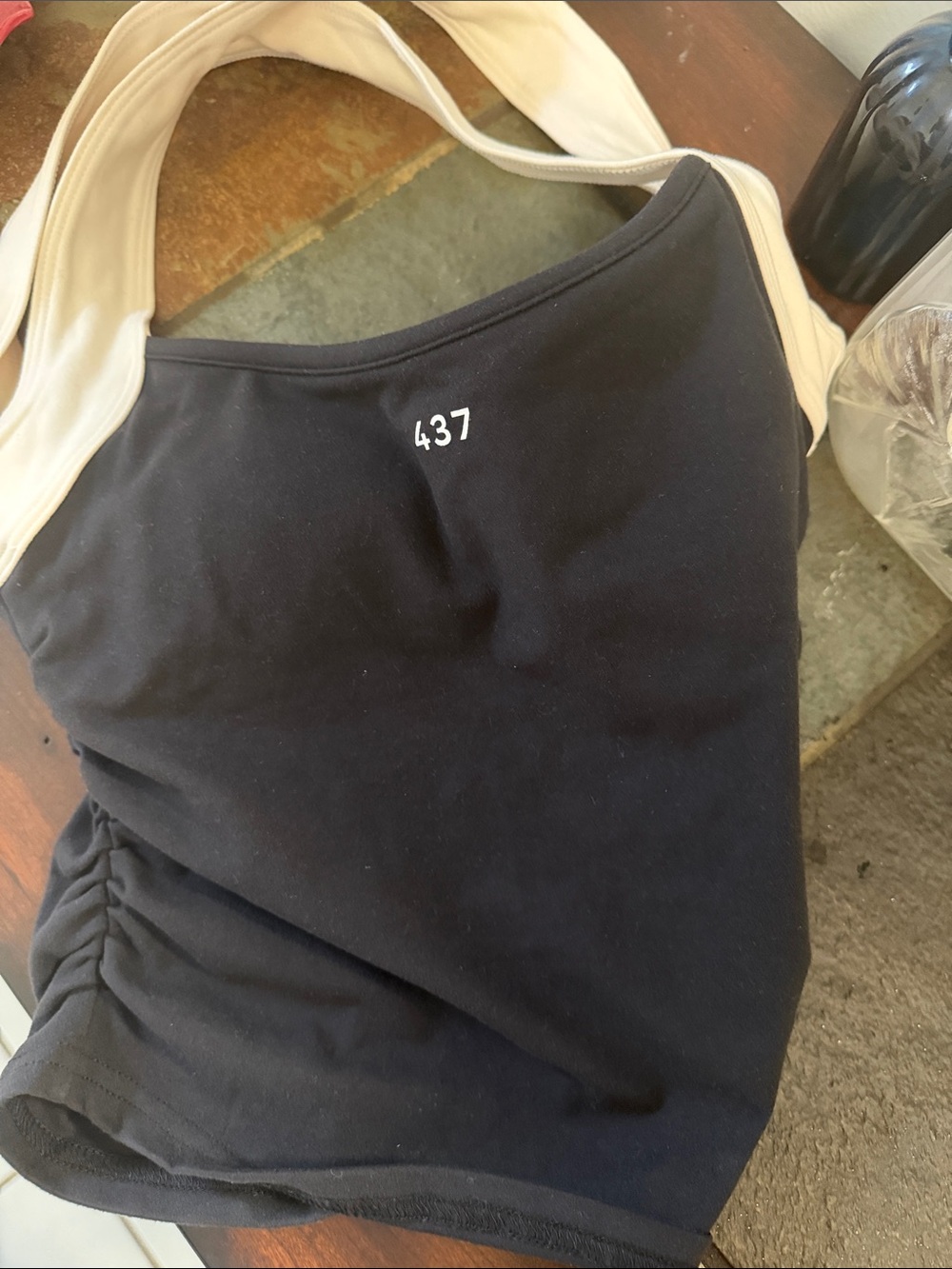 Black Tank Top with Cream Straps - Sleek Everyday Layering